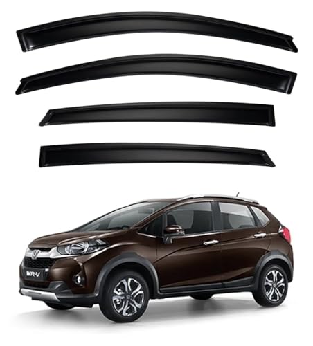Image of Premium Smoke Car Door Visor Front+Rear Sun /Rain Guard Outside Mount Tape-On Window Visors Compatible with Honda WR-V (2025-2026)