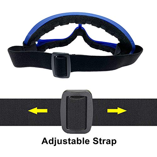 Image of LJDJ Motorcycle Goggles,2 Pack Dirt Bike ATV Motocross Riding Hiking Protective with 2 Pack Neck Breathable Bandana Mask (Red + Blue /Clear Lens)