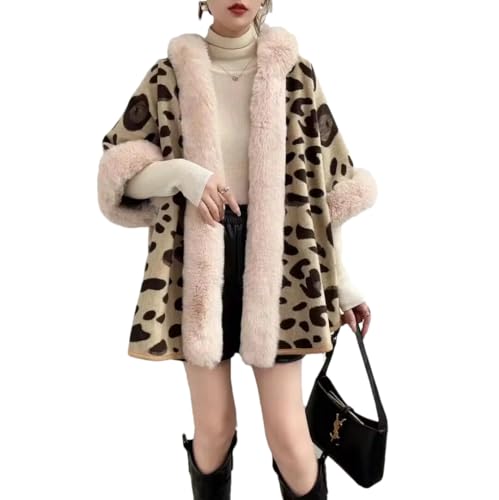 Cardigan In Pile Cappa Con Collo Invernale Da Donna Caldo Scialle Nuovo Poncho Sottile Spesso Con Maniche A Pipistrello Con Cappello Beige One Size