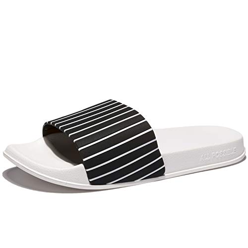 MAYI – Ciabatte da Bagno Antiscivolo per Sauna, da Donna, Pantofole da Bagno Leggere, Donna, Nero (a Righe), 42/43 EU