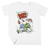 Perfecto para el uso diario Bubble Bobble Niño Niña Unisexo Blanco Camiseta Manga Corta Kids White T-Shirt