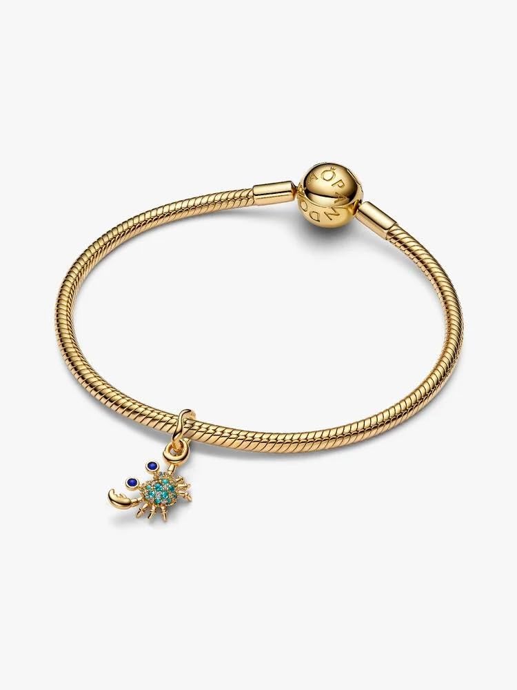 Crab 14k Dorato Placcato Oro con Finto lapislazzuli, Icy Green Crystal And Clear Cubic Zirconia