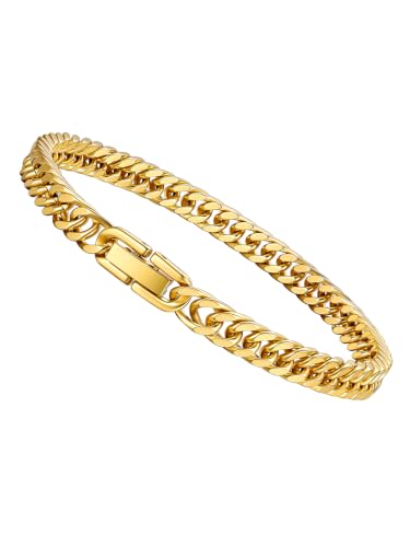 Image of PROSTEEL Bracelets for Men, Cuban Link, Silver /Gold /Black, Stainless Steel | 6 /8 /12 /17mm Width, 7.5 /8.3 /9 inch Length, Stainless Steel Mens Bracelet, Durable & Non Tarnish, Chunky Jewelry with Gift Box