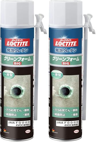 LOCTITE(ロックタイト) 発泡ウレタン グリーンフォーム ビッグ 570g - あらゆるすき間の充填、防音、昆虫・ネズミ対策として多用途に使えるエコノミータイプの一液型発泡ウレタン (× 2)（Amazon）