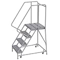 Tri-Arc WLAR104244-D4 4-Step, 21" Deep Top Rolling Ladder with Handrails, 24" Wide Solid Ribbed Tread