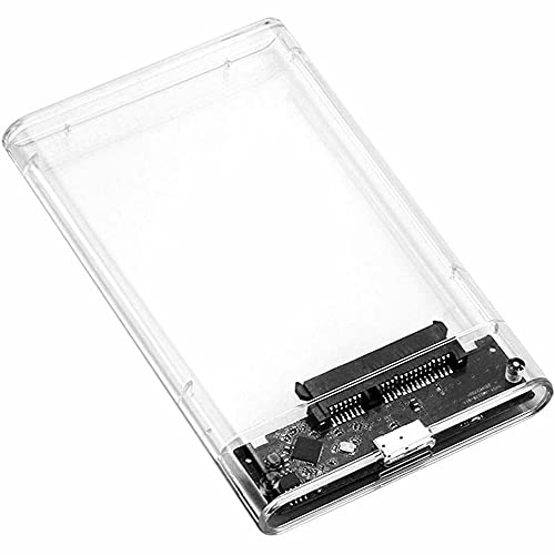 LUPO 2.5 Inch HDD Enclosure - Hard Disk Drive External Case Caddy - USB 3.0 SATA, for HDD, Solid State Drive SSD - Tool Free - CLEAR