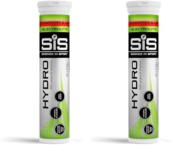 Science in Sport Tabletas Hydro 20 pcs. Fresa Lima - Tabletas de electrolitos, veganas y sin gluten, Tabletas efervescentes para estimular la hidratación y para un equilibrio de electrolitos.