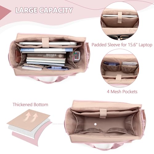 Bolsa grande para profesoras rosa que soluciona el orden de tu laptop 3