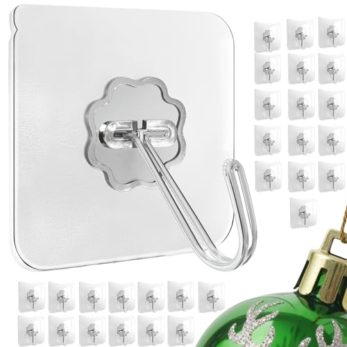 Menz Haken selbstklebend, 30 Stück Transparent Klebehaken extra stark (10 kg), Wasserdicht und wetterfest Wandhaken selbstklebend, Mehrzweck Klebe Haken für Küche, Bad, Deko