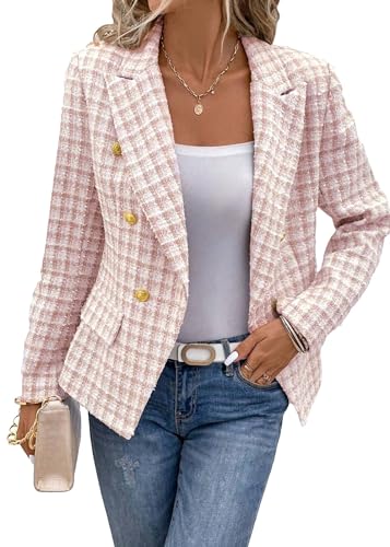 Mina Self Plaid Blazer Jacket for Women 2025 Fall Houndstooth