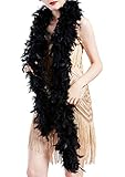 BABEYOND 1920s Flapper Chandelle Feather Boa 20 Gatsby Marabou Feather Boa (Black)