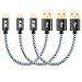 iKits Short Micro USB Cable 0.5ft Nylon Braided High Speed Durable Sync and Charge Cord Compatible with S7, HTC, LG & etc. Metal Plug & Mixed Color Cotton Jacket, USB 2.0 A Male to Micro B [3-Pack]