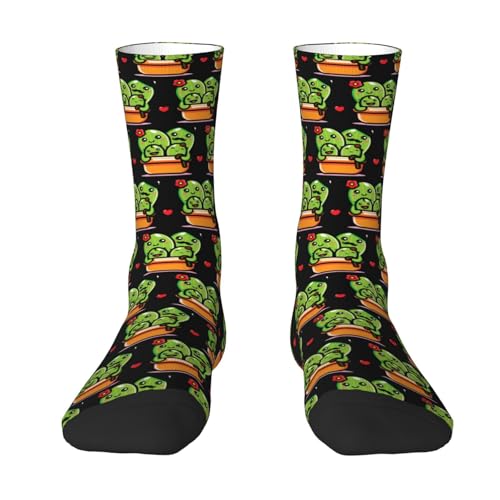 Medias De Compresion Linda Familia De Cactus Mid-Calf Calcetines De Senderismo Acolchado Calcetine De Vestir Reforzados Calcetine De Negocios Para Running Ciclismo Senderismo 40Cm