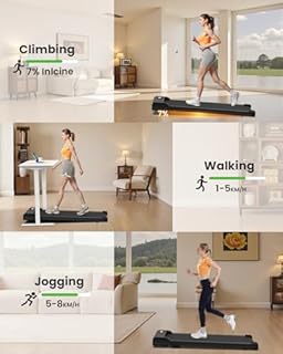 HomeFitnessCode Walking Pad Treadmill, Treadmills for Home, 2.5HP Portable Electric Under Desk Treadmill with LED Display & Remote, Adjustable Speed, No Assembly (Black Classic)