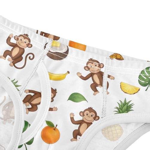 CHIFIGNO Boys Underwear Cute Monkey White Kids Boys Briefs Breathable Cotton Briefs Underwear4