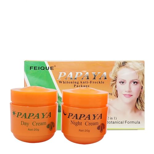 Papaya - Crème blanchissante pour le visage - Élimine la mélanine, lisse la peau et lui donne élasticité et jeunesse - Contient une crème de jour et de nuit (2)
