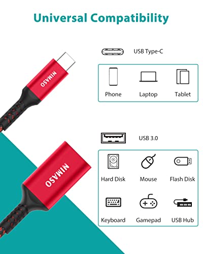 Nimaso Usb C To Usb 3.1 Adapter 2 Pack, Otg Cable Type C Male To Usb Female Otg Adapter Compatible With Macbook Pro 2018,Ipad Pro 2020, Samsung Galaxy S20 Note 10 S8 S9, Huawei P30,Google Pixel-Red #TOP6