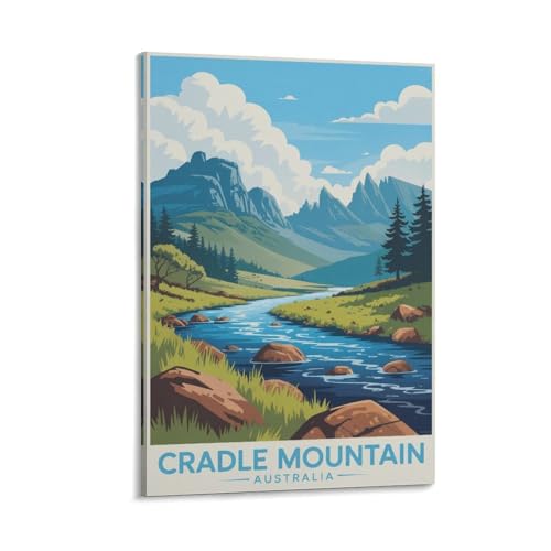 Poster Cradle Mountain voyage vintage déco murale esthétique nature salon 60x90 cm