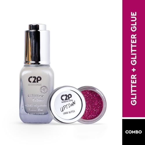 Image of C2P Pro Sparkle Duo Glitter & Glue Kit - Waterproof, Quick-Drying Eyeshadow for Eye & Body Makeup, Long-Lasting, Smudge-Proof Shimmer | Festival, Party & Glam Look (Catwalk 44)
