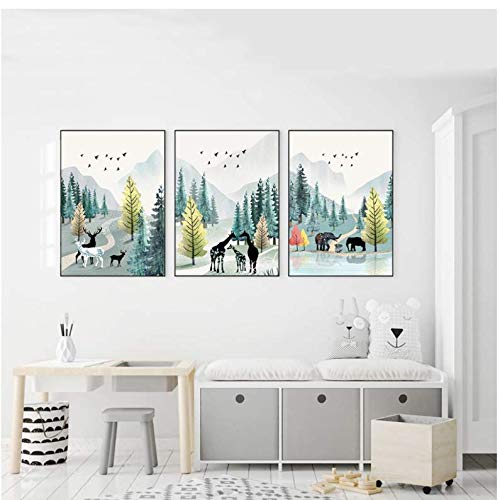 Peinture sur toile animaux pour salon moderne affiche nature aquarelle paysage 50x70cm