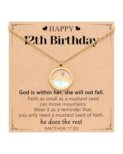 Happy 11th 13th 14th 16th Birthday Gifts Gold Moving Mountains Mustard Seed Necklace for Women Girls