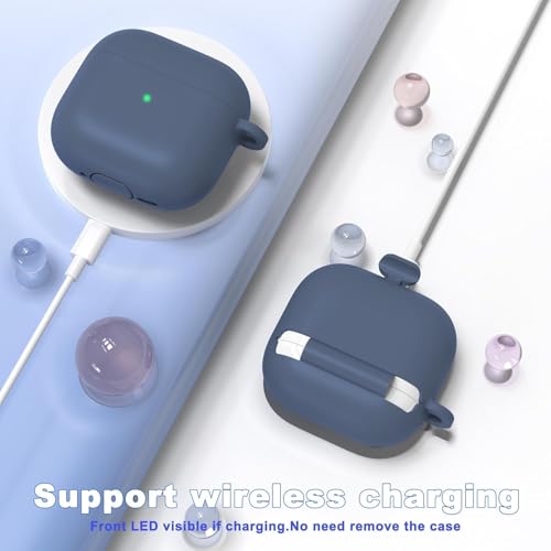 Image of Meyaar for Apple AirPods Pro 3 Case Cover with Keychain, Soft Skin Silicone Case Cover, Full Protective Case Cover Compatible with AirPods Pro (3rd Generation) Case 2025 (Neavy Blue)