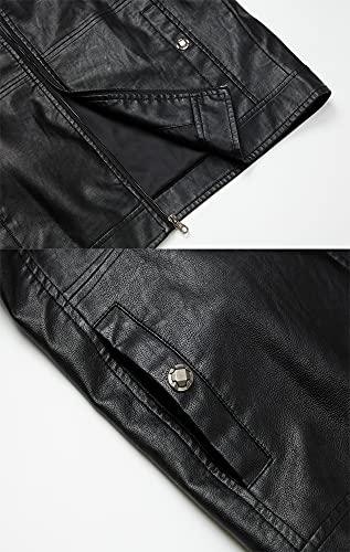 Wulful Men's Stand Collar Leather Jacket Motorcycle Lightweight Faux Leather Outwear #TOP4