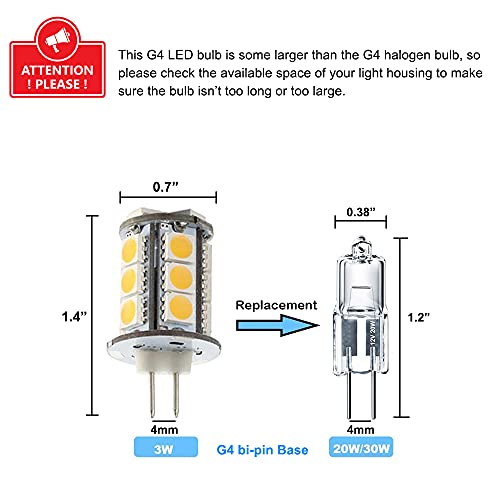Makergroup T3 G4 Bi-Pin Led Light Bulb 12Vac/Dc Low Voltage 3Watt Warm White 2700K-3000K For Outdoor Landscape Lighting Path Lights, Deck Lights, Step Lights,Paver Lights 6-Pack #TOP3