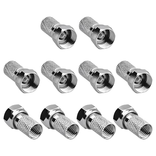 10 Pack F Male Plug Connectors, Micro Screw Twist On Aerial 