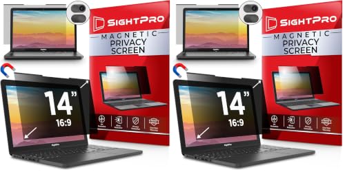 Image of SightPro Magnetic Laptop Privacy Screen 14 Inch 16:9 - Patented Removable Laptop Privacy Filter Shield and Protector (Pack of 2)