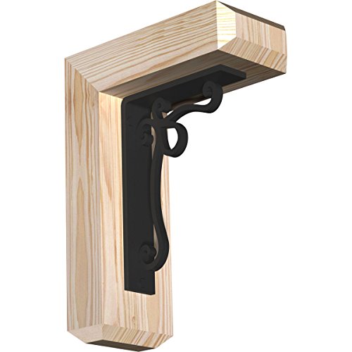 3 1/2"W x 9 1/2"D x 12"H Orleans Craftsman Ironcrest Smooth Bracket, Douglas Fir (1 1/2"W x 5 1/2"D x 8"H Iron Bracket)