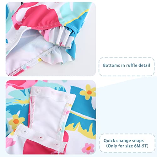 Image of Baby Girls One Piece Swimsuits Long Sleeve Rash Guard for Kids Girls UPF 50+ Sun Protection Swimshirts