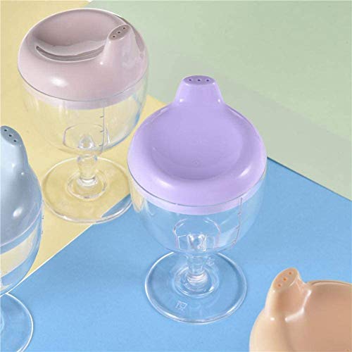 Plastic Wine Glass Baby Goblet Party Cup, Beverage Mug Milk Bottle with Lid for Kids on Birthday Party, Christmas or New Year Celebration (Purple)