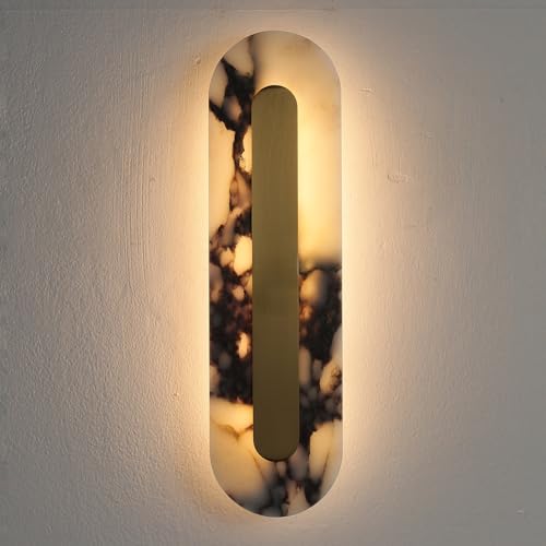 YMDHFS Alabaster Wall Sconce Oval Marble Wall Light Bathroom Vanity Light