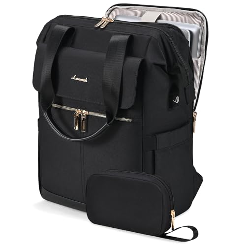 Image of LOVEVOOK Laptop Backpack for Women, 15.6 Inch Work Laptop Bag with USB Port, Fashion Teacher Nurse Backpack Purse, Waterproof Travel Computer Backpack with Organizer Bag, 2PCS