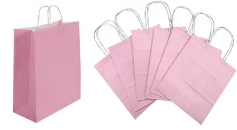 Pastel Pink Paper Gift Bags BB Twisted Handles Carrier/Party Loot Favour Bag (50 Gift Bags)