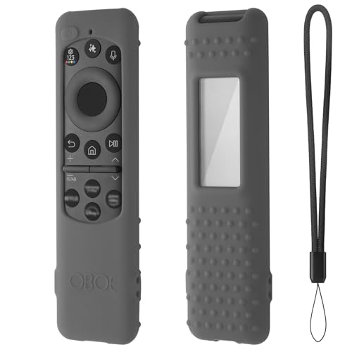 Image of Oboe Silicone Tv Remote Cover Compatible with Samsung Smart Tv Remote 2025 Model TM2360 E Half Wrap Protective Case with Lanyard (K-Dark Grey) [Remote NOT Included]