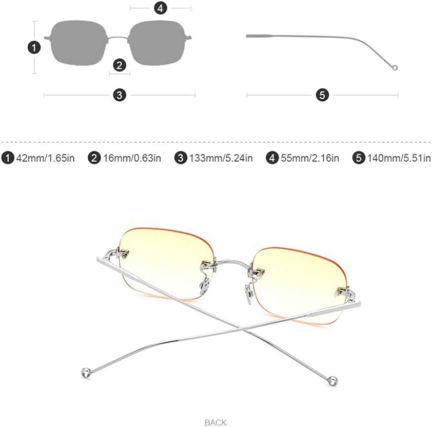 Rimless Sunglasses Women Luxury Fashion Alloy Sun Glasses Men with Mirror Nylon