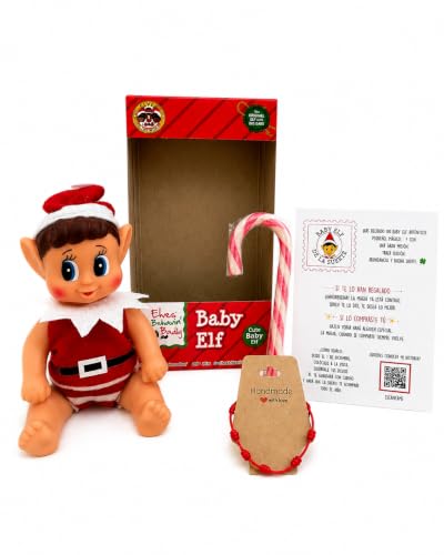 RJ All with love LÁMINAS PERSONALIZADAS Baby Elf de la Suerte – Mini Elfo de Navidad con Carta y Pulsera de la Suerte – Regalo Navidad Original- Elfo Travieso-Elfo bebé- Mini Elfo Navidad