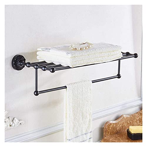 Porte-serviettes robuste noir mat installation murale facile pour douche - 2