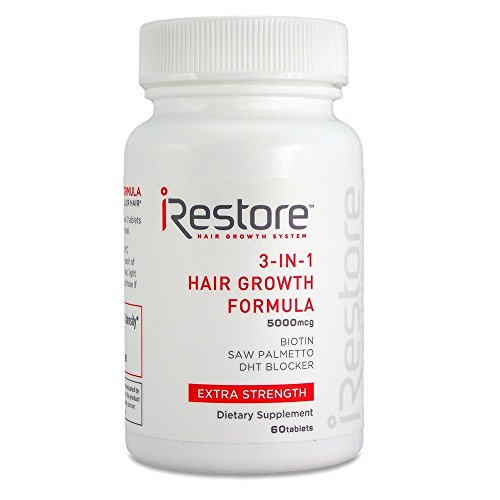 iRestore 3-in-1 Hair Growth Supplement with Biotin, Saw Palmetto, DHT Blocker and Other Extracts for Hair Loss & Thinning Hair - Vitamins for Hair Regrowth, Skin & Nails Health â€“ 60 Count