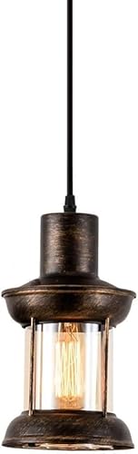 Liten industristil glas metall taklampa retro amerikansk taklampa V intage bondgård taklampa Enkel rustik pendel armatur kompatibel med sängkanten matsals garderob Kitch Ambitious