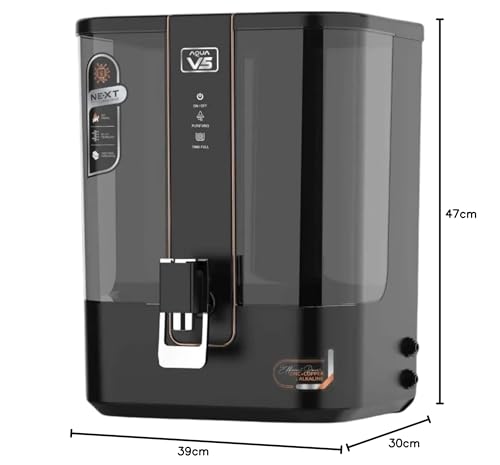 Image of AQUA V5 RO Water Purifier | ISO Certified | 2000 TDS | Zinc Copper Alkaline | 10 Liter Storage | RO + UV + Zinc + Copper + Alkaline + TDS Control | Best For fas Home and Office (Mirror Black)