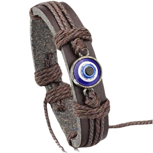 Pulsera de Cuero para Hombre con Amuleto Ojo Turco miniatura 1