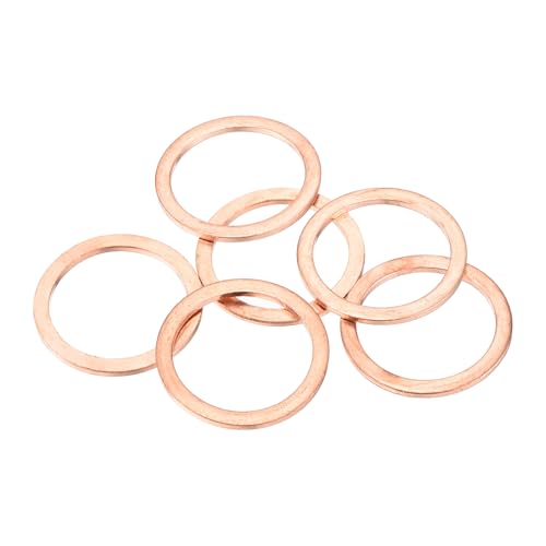 QUARKZMAN 6 Pièces Rondelles Plates en Cuivre, Rondelles d'Écrasement Plates en Cuivre Améliorées de 22x28x1.5mm pour Raccords Hydrauliques Vis Écrou Réparation Électronique