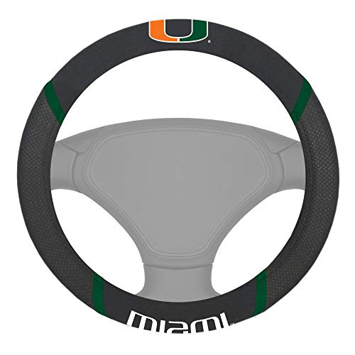 FANMATS - 14912 NCAA University of Miami Hurricanes Polyester Steering Wheel Cover 15