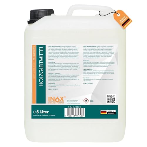 INOX® - Ergiebiges Holzgleitmittel 5L | Holzgleitmittel für Hobelmaschine, Fräsmaschine & Tischkreissäge | Gleitmittel Holzbearbeitung |...