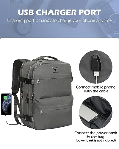 Hynes Eagle 20L Travel Backpack Carry on Backpack Women Men Personal Item Bag for Spirit Airlines Small Nylon Laptop Backpack 14 inches Grey4