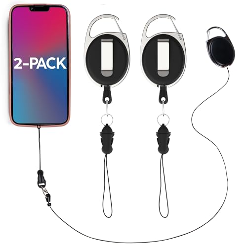 Phone Assured Retractable Phone Tether (2-Pack) – Durable Clip-on Leash for Anti-Drop & Anti-Theft Security