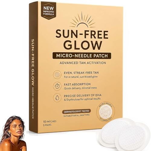 Sun-Free Glow Micro-Needle Tanning Patch 10Pcs 2026 New Self Tanner Glow Tanning Patches Tans Without Sun Natural Ingredients Enhancing Natural Skin Tone for All Skin Types (10Pcs)